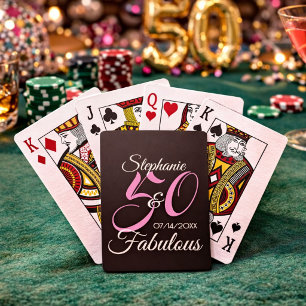 50 och Fabulous Rosa Personlig Födelsedagsfest Casinokort
