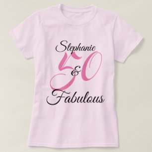 50 och Fabulous Rosa Personlig Födelsedagsfest T Shirt