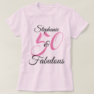 50 och Fabulous Rosa Personlig Födelsedagsfest T Shirt