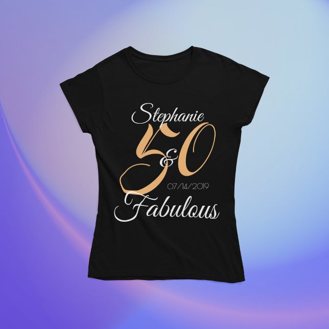 50 och Fabulous Rosa Personlig Födelsedagsfest T T Shirt (Skapare uppladdad)