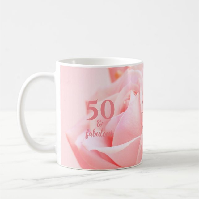 50- och Fabulous Rosa ros-fotografi | Kaffe Mugg (Vänster)