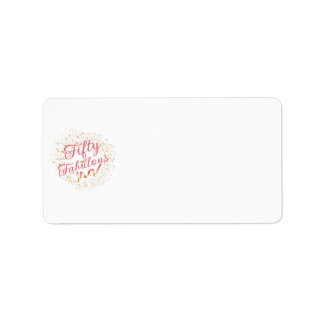 50 och Fabulous rosa typography, guld gnistra Adressetikett