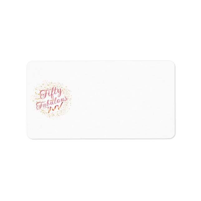 50 och Fabulous rosa typography, guld gnistra Adressetikett (Framsidan)