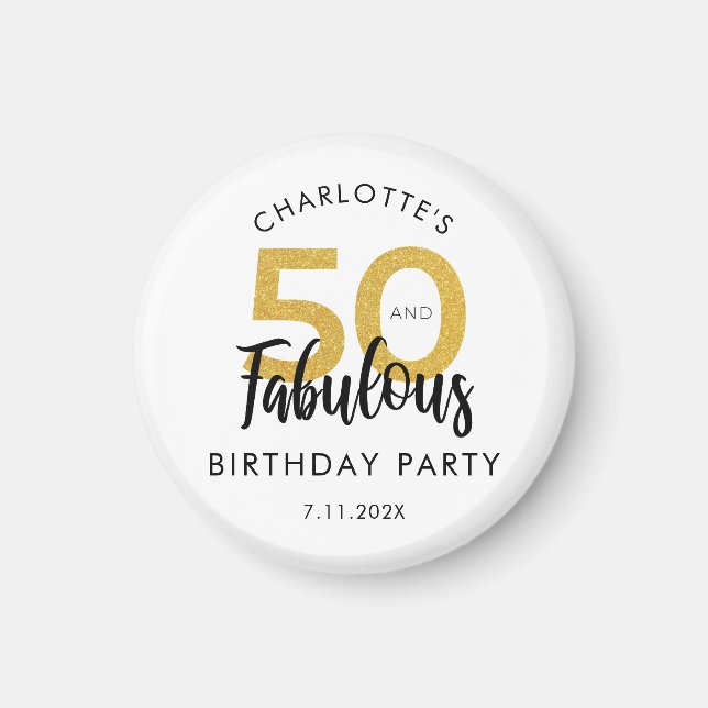 50 och Fabulous Script 50:e födelsedagskalkylen Magnet (Framsidan)