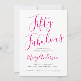 50 och Fabulous Script Rosa 50:e Födelsedagsfesten Inbjudningar