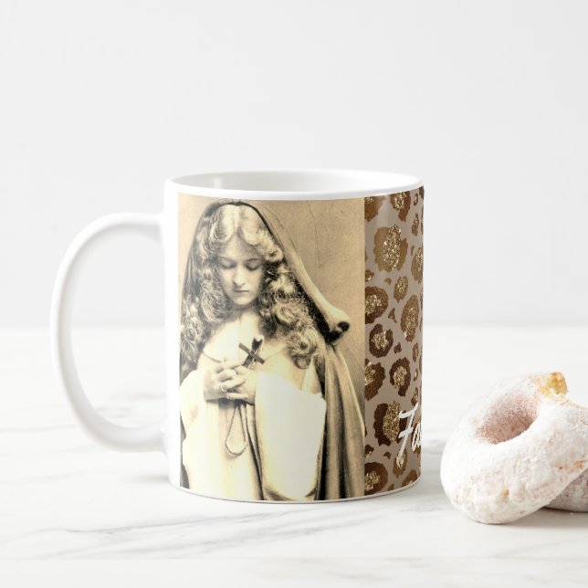 50 och Fabulous Sepia Photo Cheetah Print Kaffemugg (Med munk)
