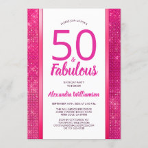 50 och Fabulous Shock rosa Glam 50:e Födelsedagsfe