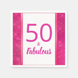 50 och Fabulous Shock rosa Glam 50:e Födelsedagsfe Pappersservett