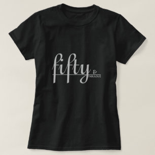 50 och FABULOUS Silver Script Black Birday T Shirt
