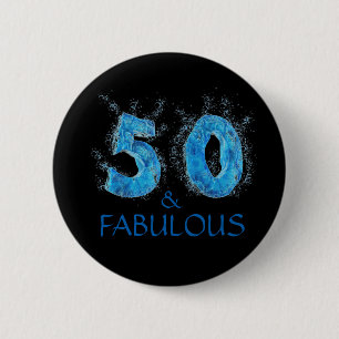 50 och Fabulous Simma Vatten Swimming 50:e födelse Knapp