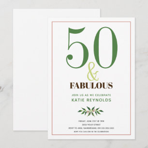 50 och Fabulous Simple Grönt Birthday Inbjudningar