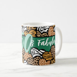 50 och Fabulous Snyggt Emerald Animal Print Heart Kaffemugg
