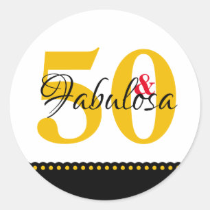 50 och Fabulous SPANISH gult modern ren Runt Klistermärke