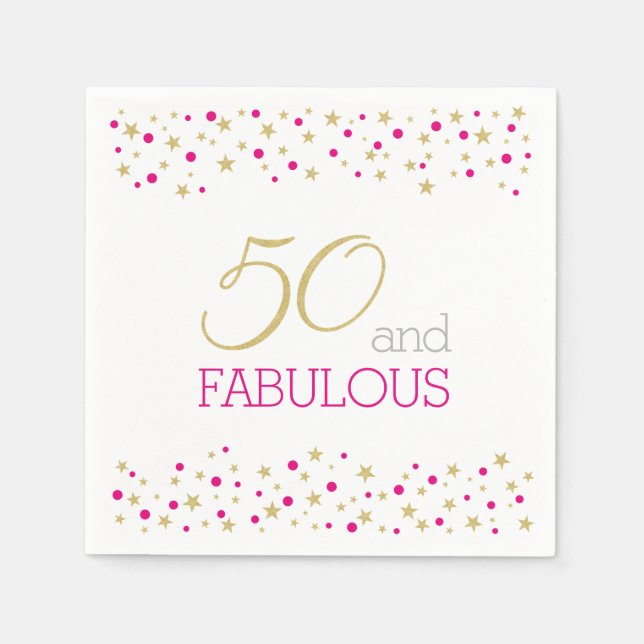 50 och Fabulous Star Gräns 50:e Födelsedagsfesten Pappersservett (Framsidan)