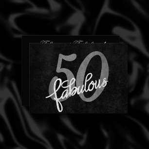 50 och Fabulous Svart och Silver Grått Grunge Inbjudningar
