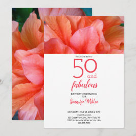 50 och Fabulous Tropical Flower Photo Birthday Inbjudningar