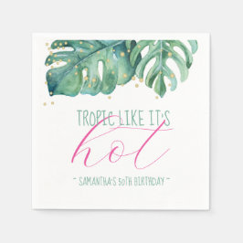 50 och Fabulous Tropical Theme Birthday Watercolor Pappersservett