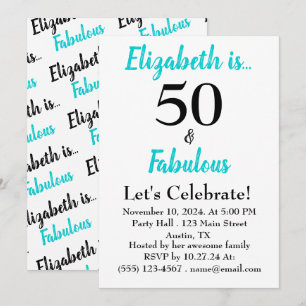 50- och Fabulous Turcos Black Script-inbjudan Inbjudningar