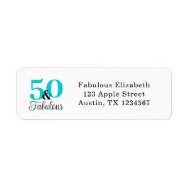 50 och Fabulous Turcos Blue and Black Label Returadress Etikett