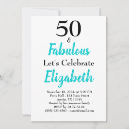 50 och Fabulous Turcos Blue Birthday Inbjudningar