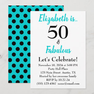 50 och Fabulous Turcos Blue Birthday Inbjudningar