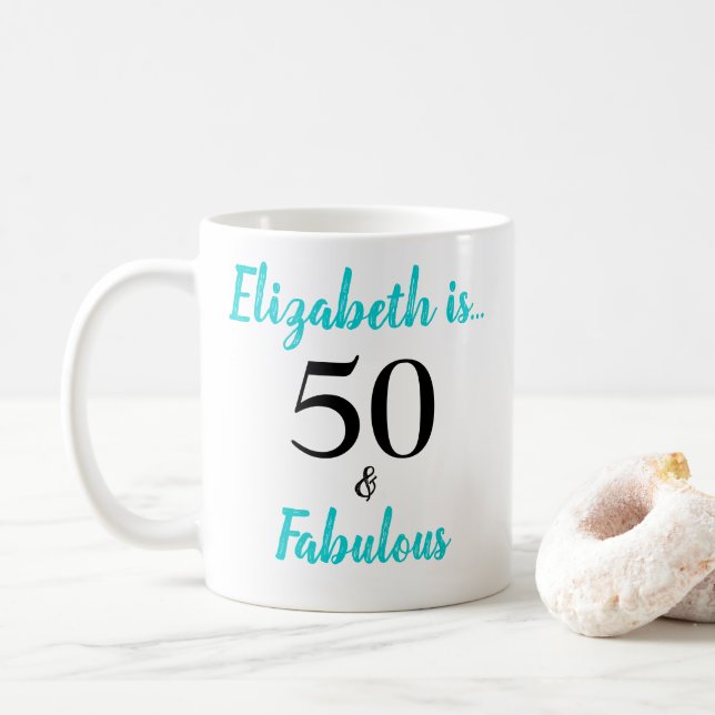 50 och Fabulous Turquise Födelsedagsfest Kaffemugg (Med munk)