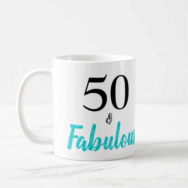 50 och Fabulous Turquise Födelsedagsfest Kaffemugg (Vänster)