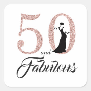50 och Fabulous Typografi 50:e födelsedagen Fyrkantigt Klistermärke