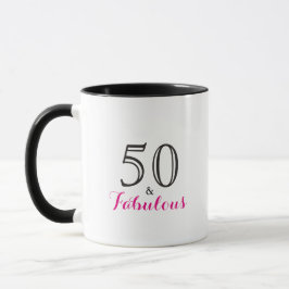 50 och Fabulous | Typografi 50:e födelsedagen Mugg