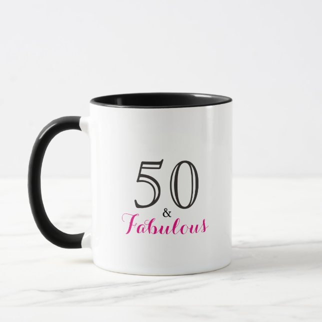 50 och Fabulous | Typografi 50:e födelsedagen Mugg (Vänster)