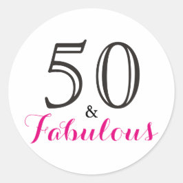 50 och Fabulous | Typografi 50:e födelsedagen Runt Klistermärke