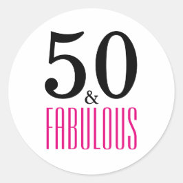 50 och Fabulous | Typografi 50:e födelsedagen Runt Klistermärke