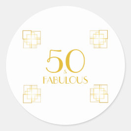50 och Fabulous | Typografi 50:e födelsedagen Runt Klistermärke