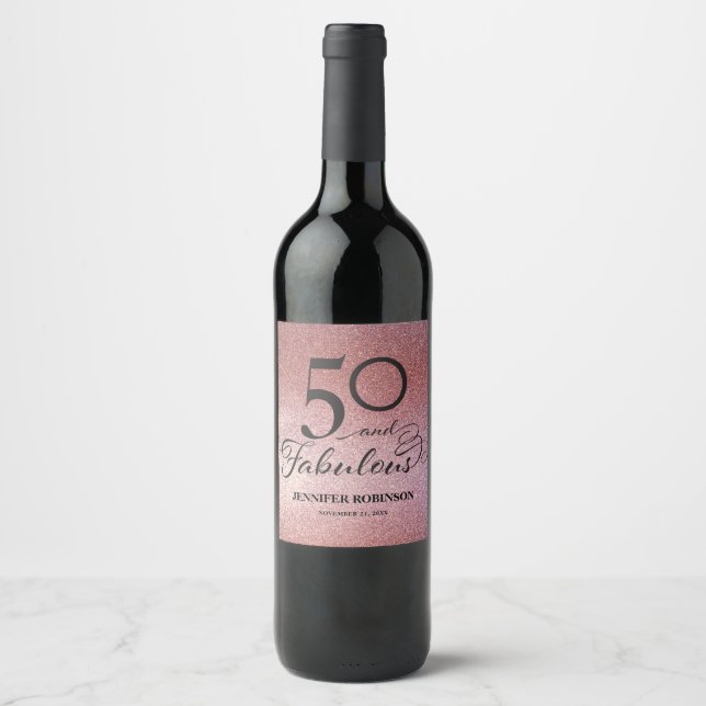 50- och Fabulous Vin-etikett Vinflaska Etikett (Framsida)
