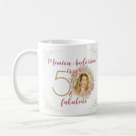 50 och Fabulous Watercolor Blommigt Photo Namn Kaffemugg