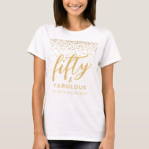 50 och Fabulous White Guld Glitter Birthday