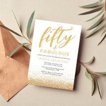 50 och Fabulous White och Guld Glitter Birthday