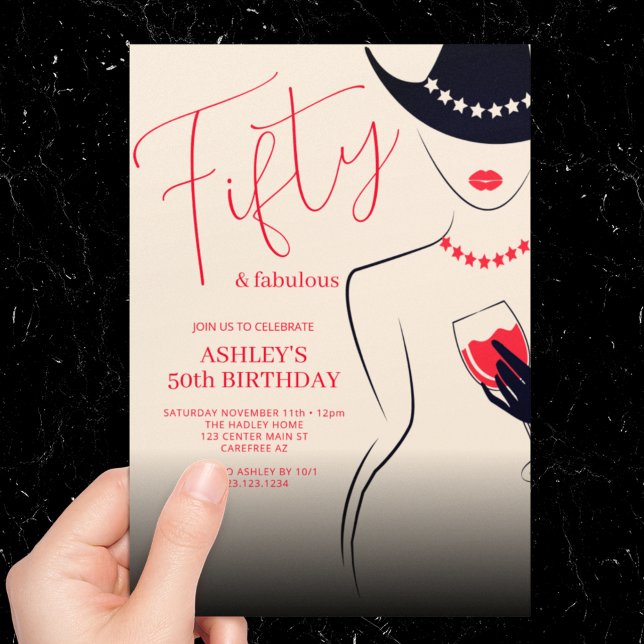 50 och Fabulous Womans 50:e födelsedag Inbjudningar (Skapare uppladdad)