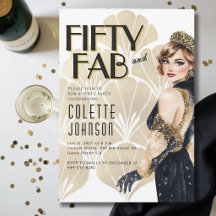 50 och fantastisk 1920-tals födelsedagsinbjudan