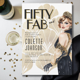 50 och fantastisk 1920-tals födelsedagsinbjudan inbjudningar