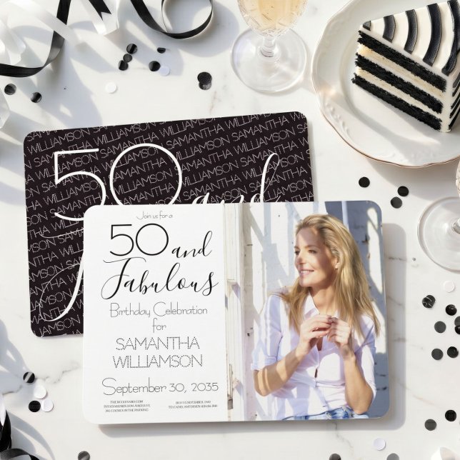 50 och fantastisk | 50-års elegant foto inbjudningar (Skapare uppladdad)