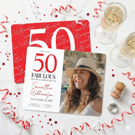 50 och fantastisk | 50-års födelsedag Elegant foto Inbjudningar
