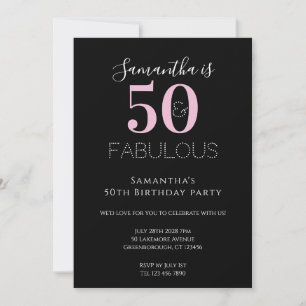 50 och fantastisk 50-års födelsedags Svart Rosa Fe Inbjudningar