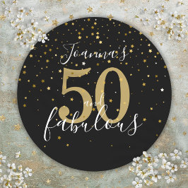 50 och fantastisk 50-årsdag Guld Svart Skrift Runt Klistermärke