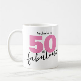 50 och fantastisk 50:e födelsedagsgåva 50-rosa kaffemugg