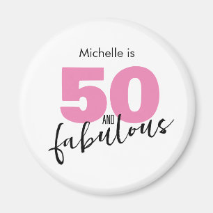 50 och fantastisk 50:e födelsedagsgåva 50-rosa magnet