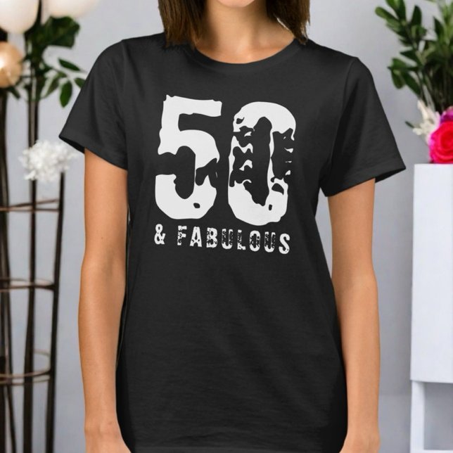 50 och fantastisk anpassningsbar födelsedag, svart t shirt (Skapare uppladdad)