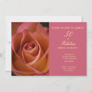 50 och fantastisk blomster rosa ros födelsedag inbjudningar