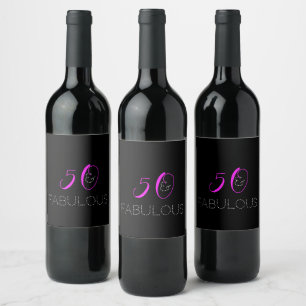 50 och fantastisk Chic Shock rosa Black Birthday Vinflaska Etikett