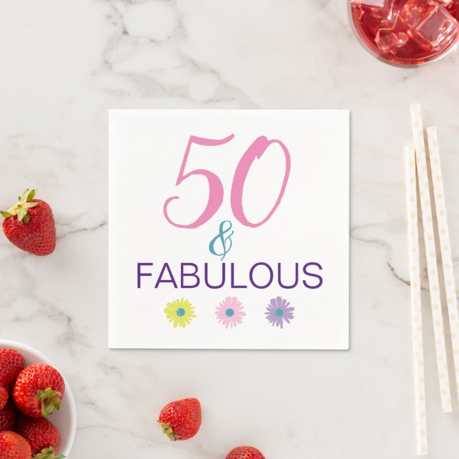 50 och fantastisk Daisy Illustrerad Pappersservett (Insitu)